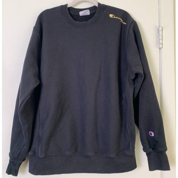 Champion Reverse Weave Crewneck Sweatshirt Mens Black Size L - Picture 2 of 8